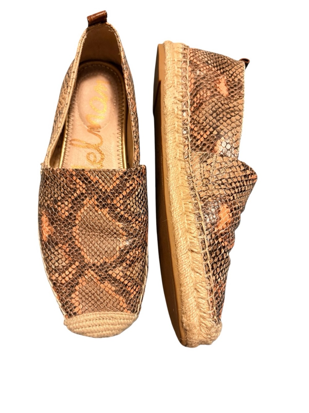 Espadrilles Size 9 Sam Edelman Snakeskin Print Slip On Flats